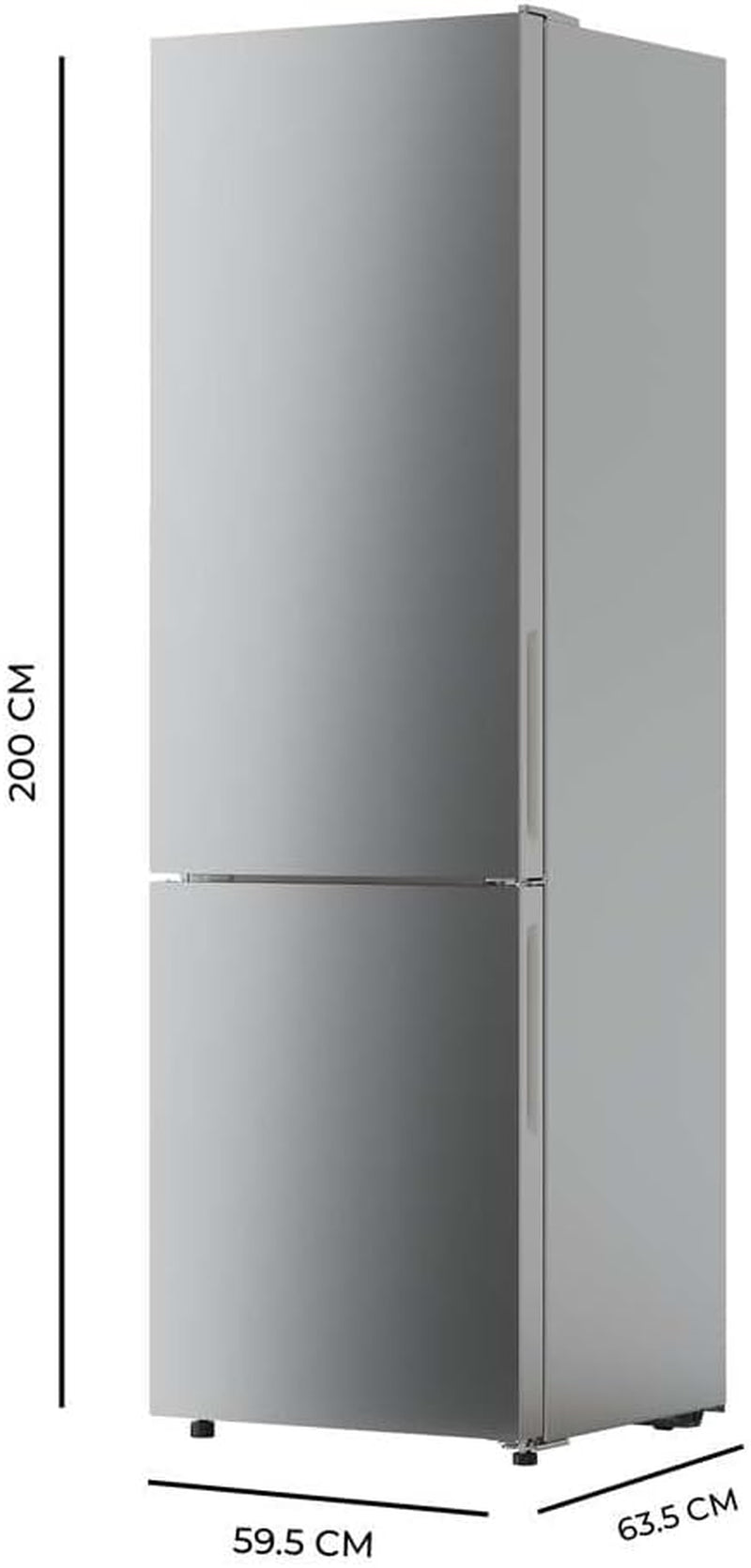 Réfrigérateur 256 L Bolero Coolmarket Combi 356 Glass Grey D, Classe D, Économie D'Énergie, Mode Vacances, Multi Airflow, No Frost Total, Humidity Box Et Crisper Box.