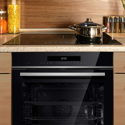 Cuisinière: 60Cm Four Encastrable EB8019EDP + 77Cm Plaque Induction IND7705FZ / Pyrolyse/Fonction Pizza/Gril/Circulation De L'Air/Air Chaud/Tiroirs Télescopiques / SET80193FZ