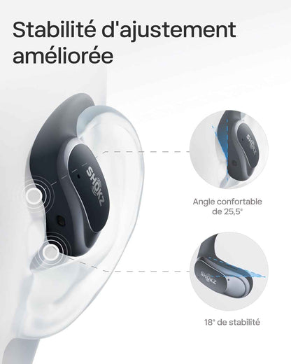 Openfit Air Écouteurs À Oreilles Libres, Charge Rapide - Noir | Bluetooth Sans Fil Avec Microphone, Crochet D’Oreille Air, Charge Rapide, 28 H D’Autonomie, Étanchéité IP54 Pour Le Sport