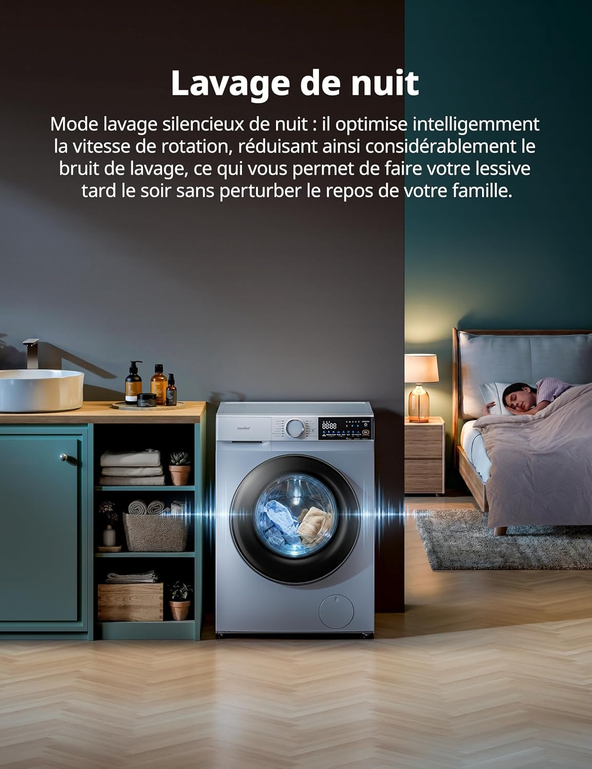 ' Machine a Laver 10KG Classe A-30% 1400RPM Smart Wash CF10EWP07W | App Commande Intelligente, Healthguard, Steam Wash, Laine, Poils D'Animaux, Turbo, Rapide 15'/45', Lavage De Nuit, Parfum+