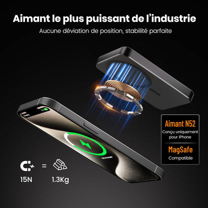 PD20W Chargeur Portable Sans Fil Magnétique 10 000 Mah 14 Mm Design Titane Ultra Fin Avec Entrée Et Sortie USB-C Compatible Avec Iphone 17/16/15/14/13/12 Series (Orange)