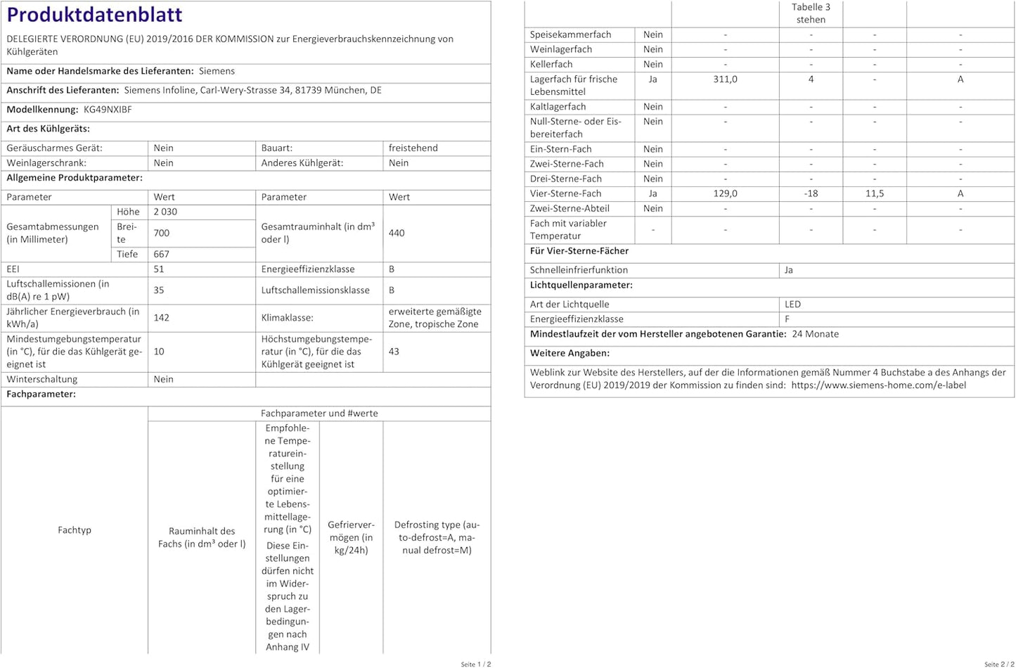 KG49NXIBF Iq300 - Réfrigérateur XXL Autonome Avec Congélateur En Bas - 203 X 70 Cm - Réfrigérateur 311 L - Congélateur 129 L - Nofrost, Hyperfresh, Bottlerack - Acier Inoxydable
