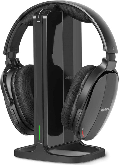 Casque Sans Fil Pour Regarder La Télévision Avec Station De Charge Et Émetteur RF, Casque TV Confortable Pour Seniors, Compatible Avec Toutes Les Télévisions (Noir)
