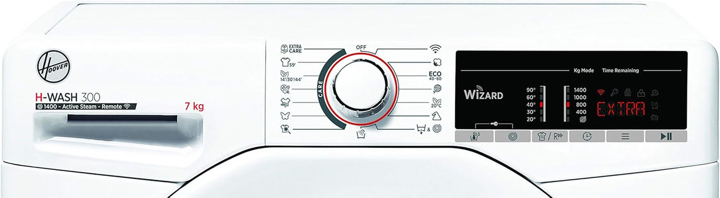 H-WASH 300 H3WS4 475TE/1-S Machine À Laver / 7 Kg / 1400 Tr/Min / Wi-Fi Et Bluetooth / Activesteam - Fonction Vapeur, Panneau Symbole, Programmes Spéciaux Pour L'Entretien Du Linge