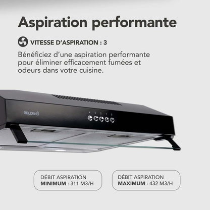HOTTE CASQUETTE/VISIERE DOUBLE MOTEURS 60 CM - NOIR |