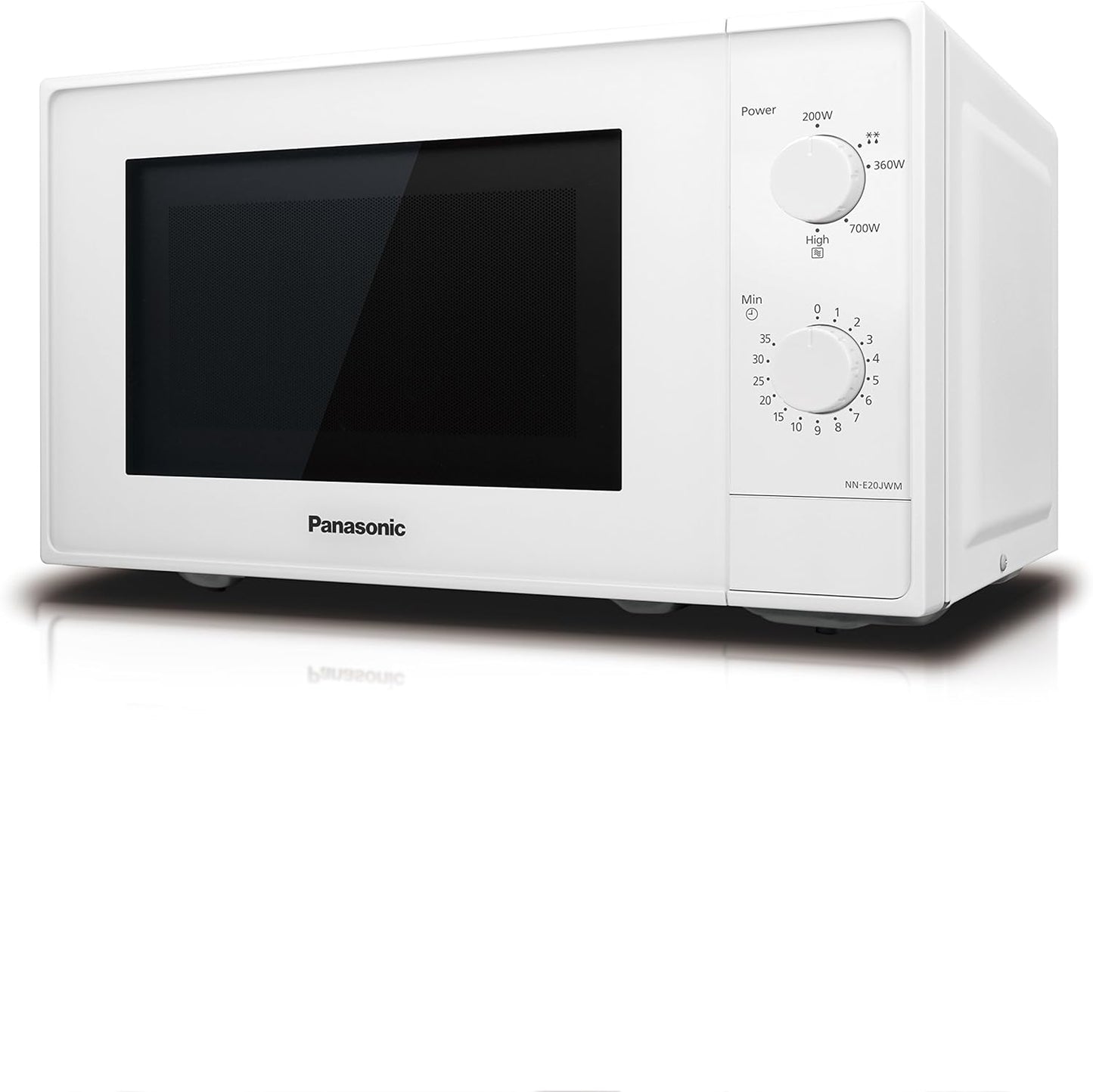 NN-E20JWMEPG Four À Micro-Ondes Avec Plateau Tournant En Verre, 20L, 800W, Décongélation, 5 Niveaux De Puissance, Minuterie, Blanc