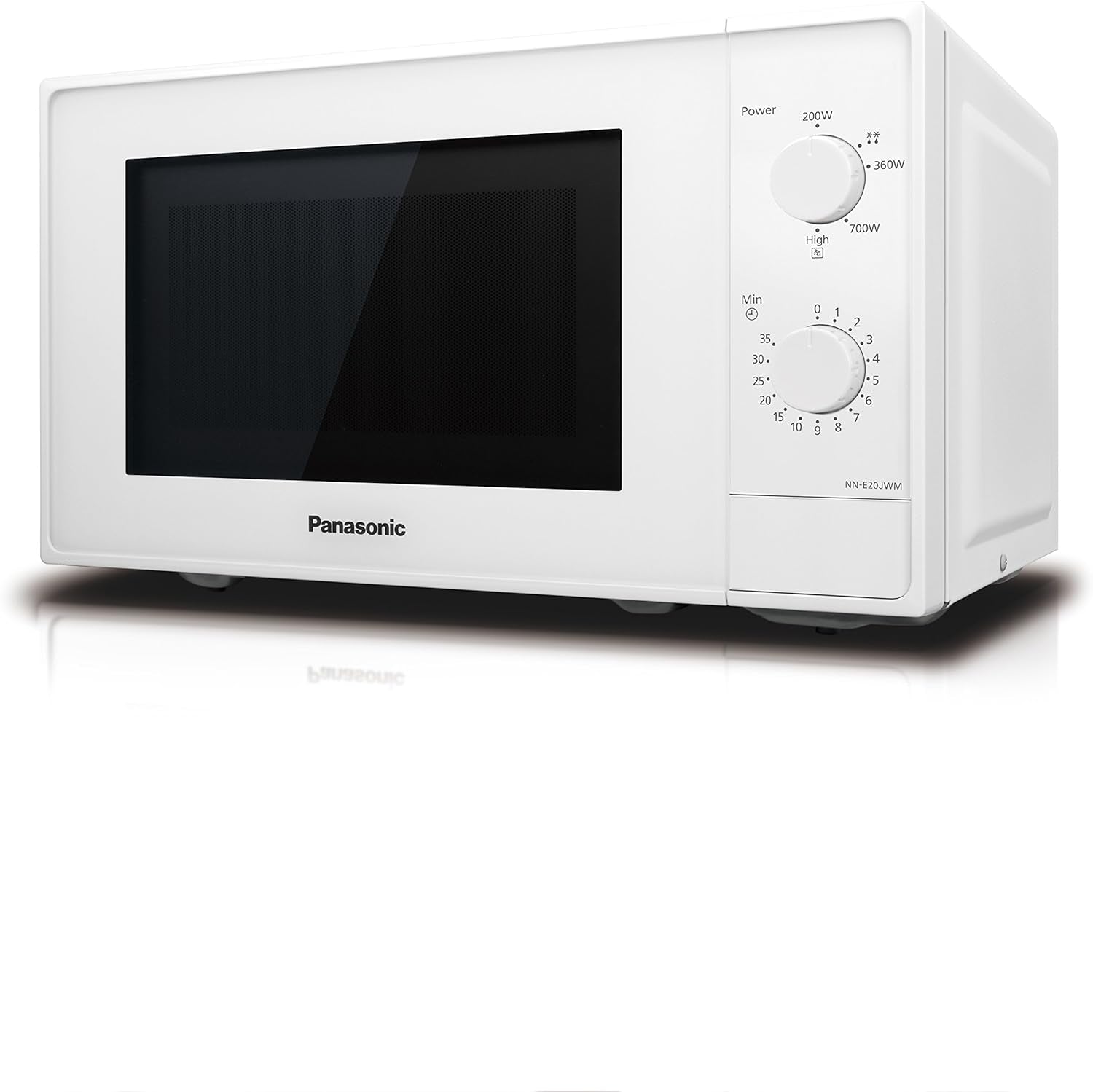 NN-E20JWMEPG Four À Micro-Ondes Avec Plateau Tournant En Verre, 20L, 800W, Décongélation, 5 Niveaux De Puissance, Minuterie, Blanc