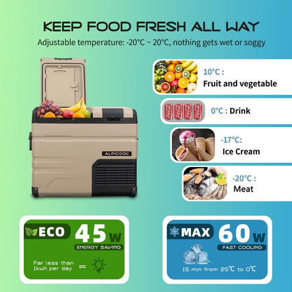 TA45 Glaciere Portable Réfrigérateur Voiture 45 Liter Camping Congélateur 12/24V Mini Frigo Pour Maison, Bureau Ou Pique-Nique En Plein Air/ -20 À 20℃