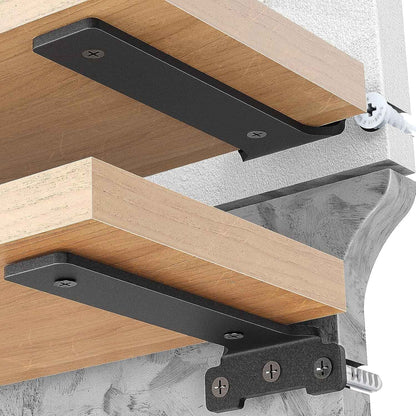 Lot De 2 Supports D'Étagère En Métal De 10 Cm, Avec Vis, Capacité De Charge De 70 Kg, Noir