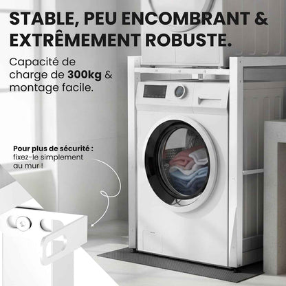 Etagère Pour Machine À Laver Medina I Pour Jusqu'À 2 Appareils Ménagers I Structure En Acier, Couleur:Blanc