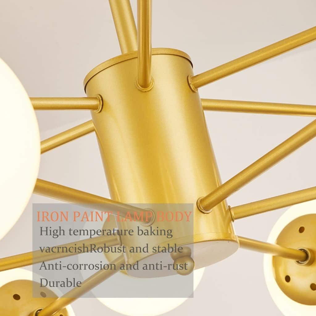 Lustre Suspension E27 Moderne Fer Sphérique Abat-Jour Verre | Grand Salon, Chambre À Coucher, Salle À Manger, Éclairage Moléculaire, Bar Café