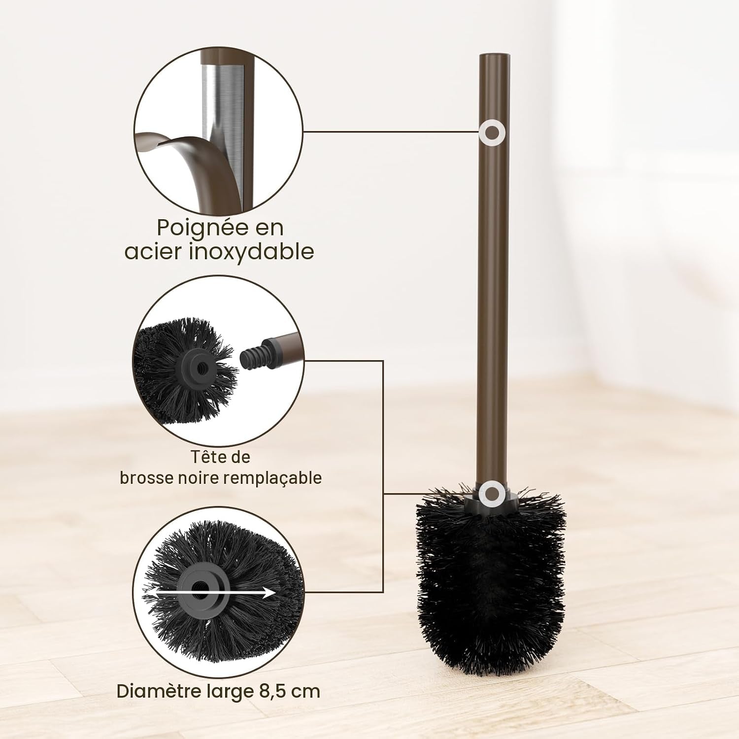 Porte-Papier Toilette En Acier Inoxydable Avec Brosse WC Et Étagère - Support Debout