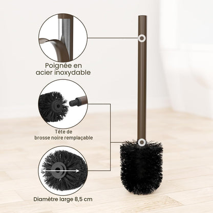 Porte-Papier Toilette En Acier Inoxydable Avec Brosse WC Et Étagère - Support Debout