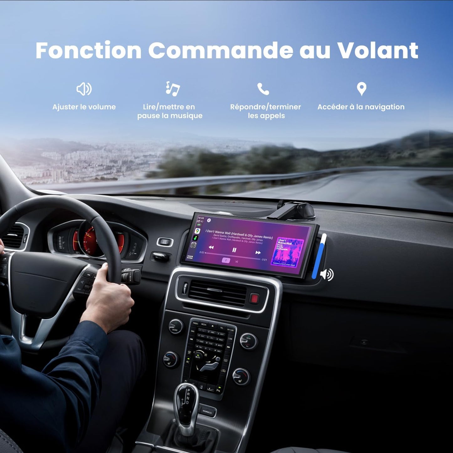 Écran Portable Sans Fil 9,26" Carplay Voiture Pour Apple Car Play & Android Auto, Mises À Jour OTA, Caméra De Recul, Mirror Link, Bluetooth 5.0, Commande Vocale, Navigation GPS, FM