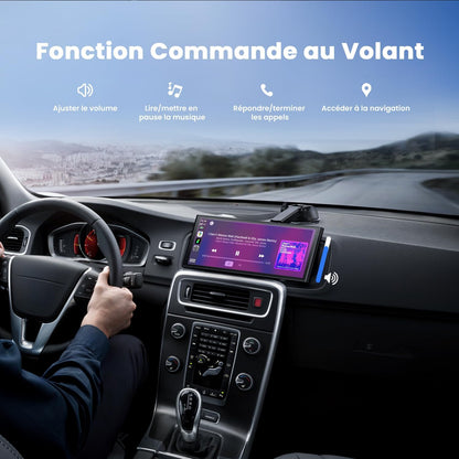 Écran Portable Sans Fil 9,26" Carplay Voiture Pour Apple Car Play & Android Auto, Mises À Jour OTA, Caméra De Recul, Mirror Link, Bluetooth 5.0, Commande Vocale, Navigation GPS, FM