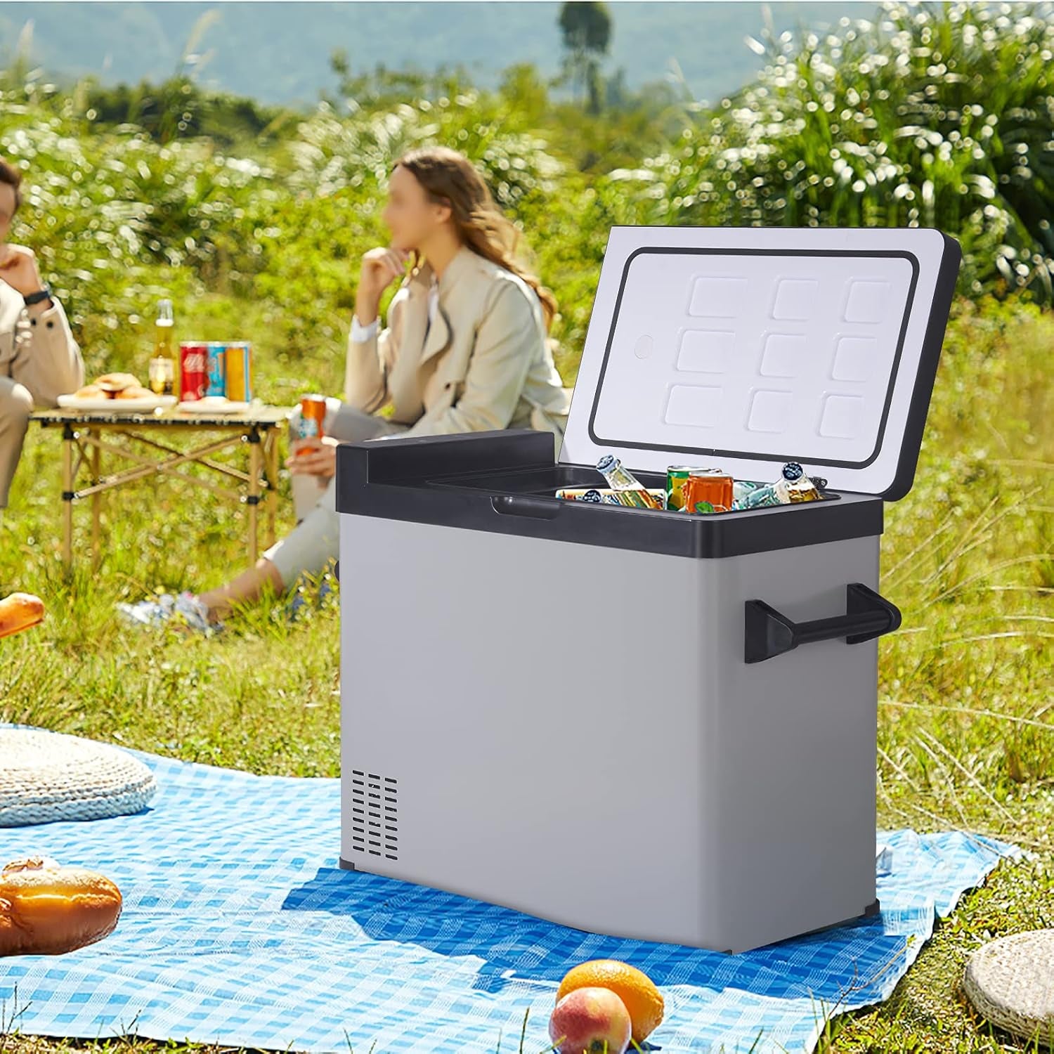 Mini Réfrigérateur À Compresseur Portable 60L Glacière Pour Auto 12/24V Congélateur De Voiture Petit Frigo Camping Bateau Froid Kue012Ss