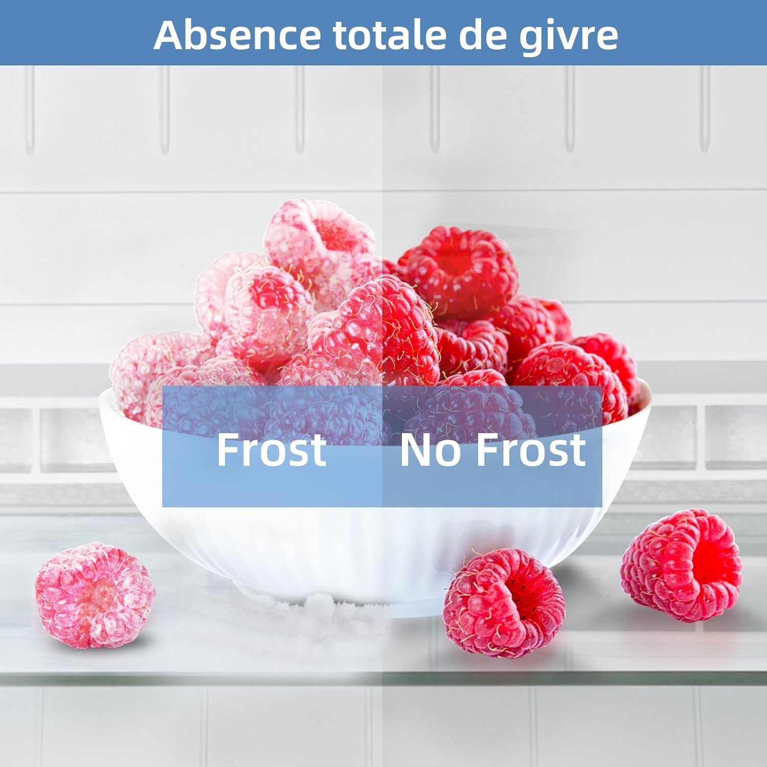 250L Réfrigérateur Autoportant Sans Givre,250L,Congélation À -24℃, Électronique Tactile, Compresseur Avec Garantie De 12 Ans, Distributeur D'Eau, Faible Niveau Sonore De 39 Db, Noir
