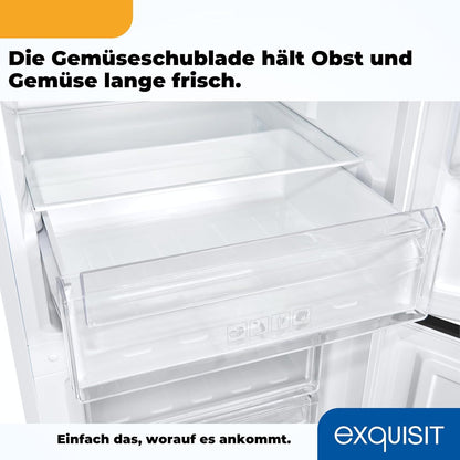 Exquisit GC320-95-E-040C Weiß Stand Kühl-Gefrierkombination, 60 Cm Breit, 315 L, LED Beleuchtung, Gemüseschublade, Weiß
