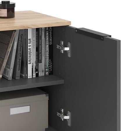Sideboard Wido, Anthracite, 80X50Cm | Avec 2 Portes, Convient Pour Le Rangement Des Vêtements Et Des Articles Ménagers