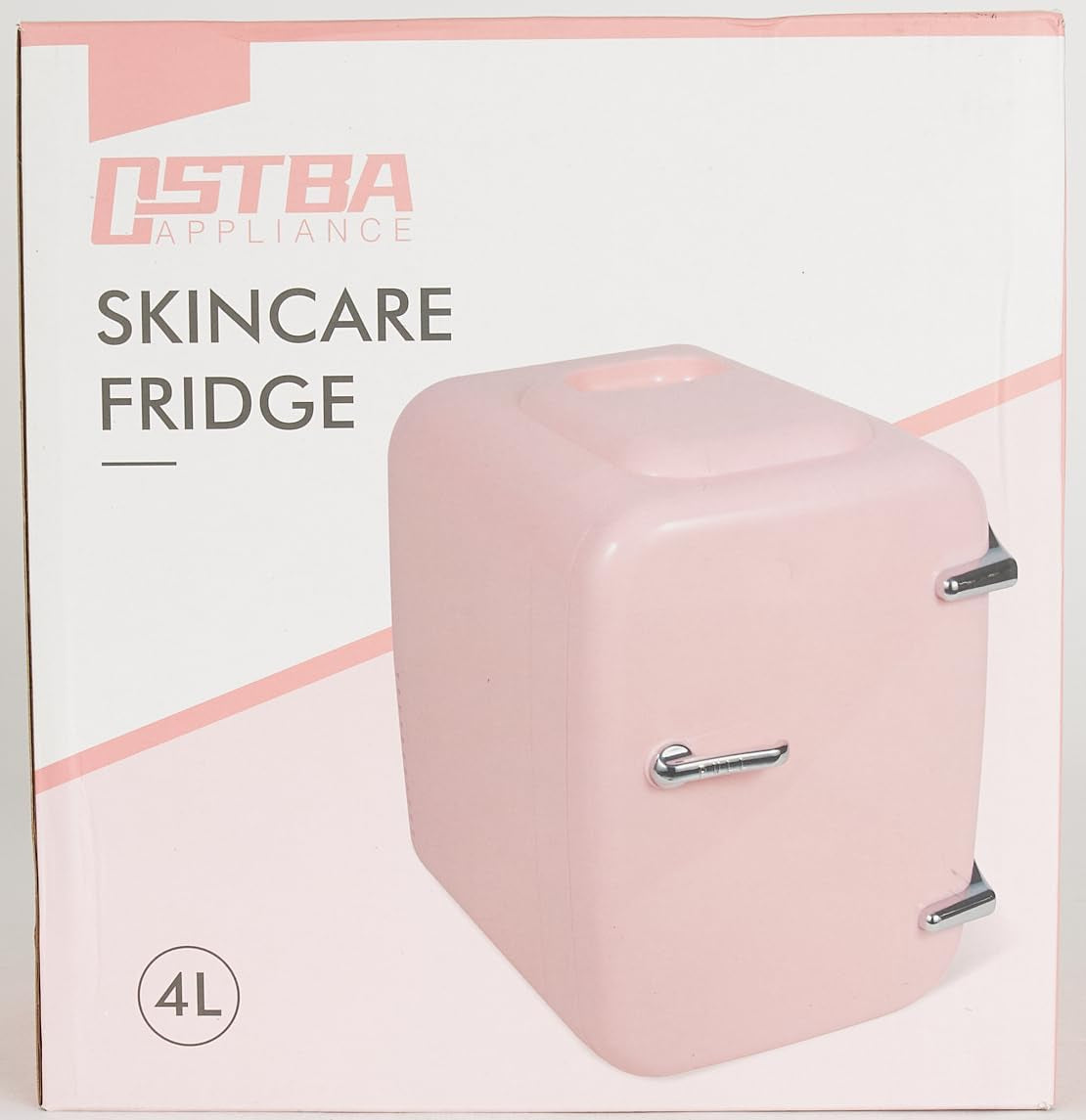 OSTBA APPLIANCE Mini Frigo Portable, 4 Litres /6 Boîtes Boissons & Soin De La Peau Mini Petit Frigo Pour Chambre, Voiture, Bureau, Deux Vitesses - Refroidisseur Et Réchauffeur (Rose)