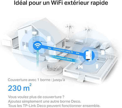 Deco Mesh Wifi 6 Extérieur, Jusqu’À 3 Gbit/S, Deco X50-Outdoor | Étendez Le Wifi Au Jardin, À La Terrasse Ou Au Garage, Idéal Pour Caméras, Streaming Et Objets Connectés