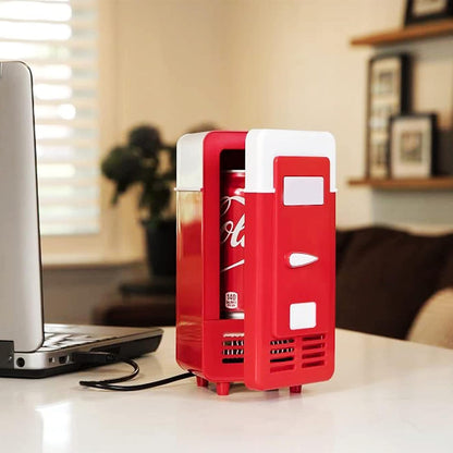 Mini Réfrigérateur Portable, Petit Réfrigérateur USB 5V 1 Canette Refroidisseur Et Chauffe-Réfrigérateur, Mini-Réchaud Mignon Refroidisseur De Boissons, Pour Voiture, Bureau, Chambre, Etc.(Rouge)