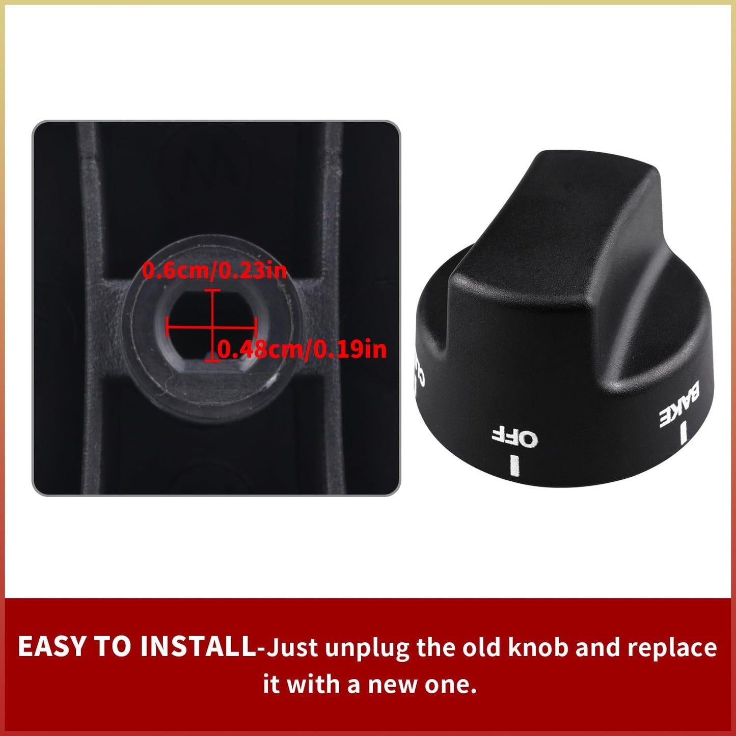 PA010080 Bouton De Sélecteur De Brûleur Supérieur Compatible Avec Certaines Gammes De Four Viking Remplace AP5315090 Plastique Noir