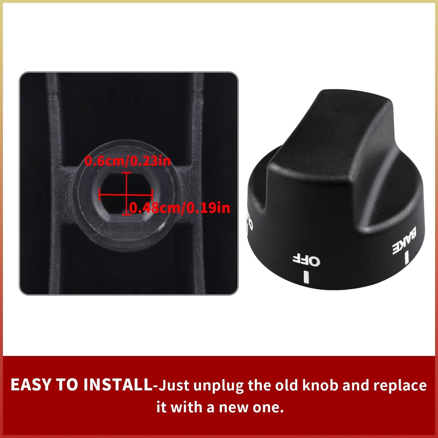 PA010080 Bouton De Sélecteur De Brûleur Supérieur Compatible Avec Certaines Gammes De Four Viking Remplace AP5315090 Plastique Noir