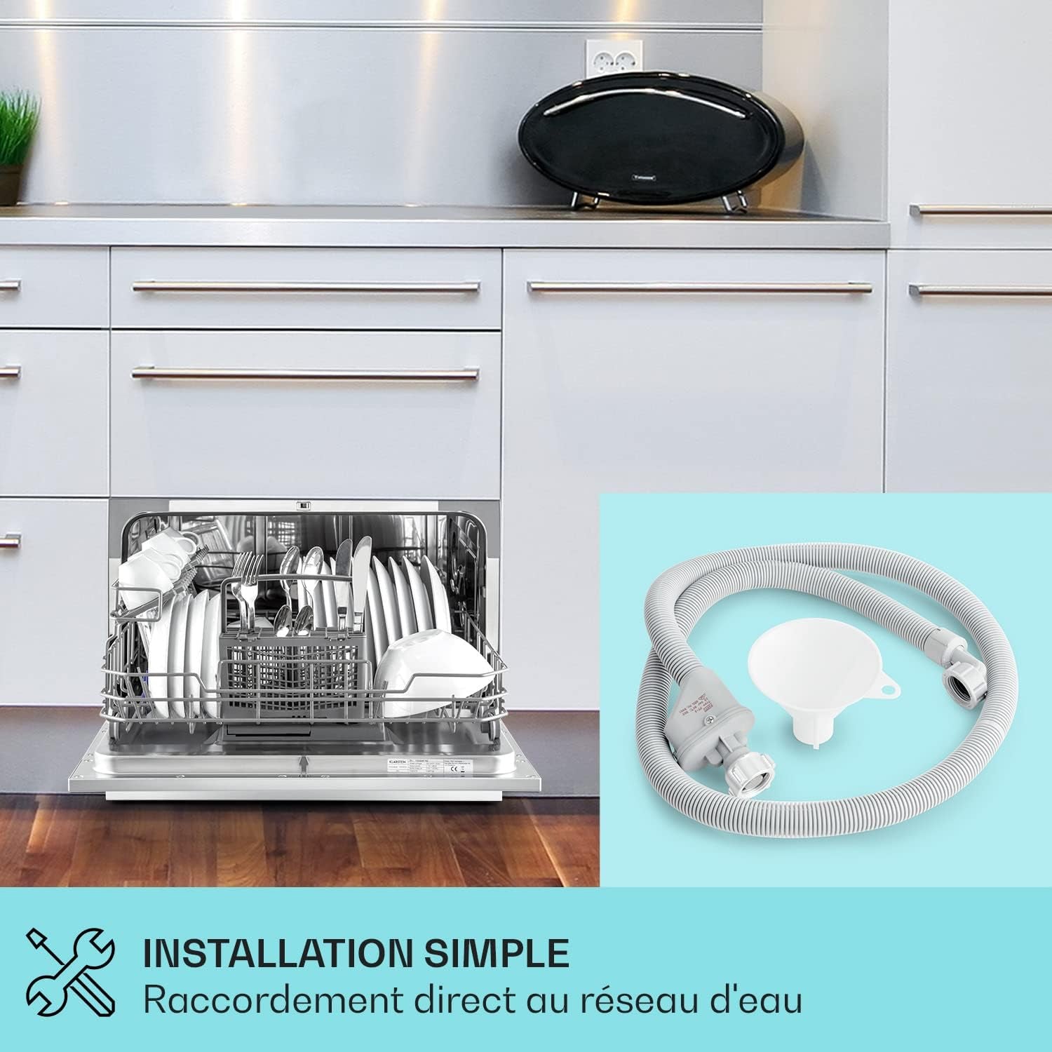 Mini Lave Vaisselle Encastrable De 6 Couvert, Lave-Vaisselles Silencieux, 6 Programmes De Lavage, Petit Lave-Vaisselle De Table, Lave Vaisselle Portable, Facile À Installer Pour La Maison