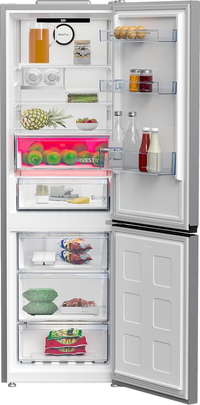 Beko Bpro 500 B5RCNE366HXB Réfrigérateur-Congélateur Autonome Grand Réfrigérateur - Réfrigérateurs-Congélateurs (316 L, Nofrost, Smooth Fit: Ouverture De Porte À 90°, 3 Tiroirs) - Zone 0°C -