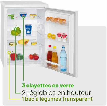 Réfrigérateur 133 L Pose Libre Éclairage LED VS 2185-1, Blanc | Éclairage Intérieur LED, Contrôle De La Température En Continu, 3 Clayettes En Verre, Pose Libre