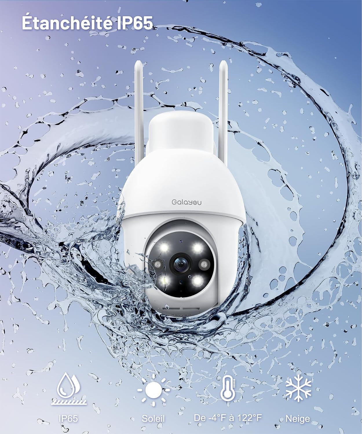 2K 3MP Camera Exterieur, Caméra De Surveillance Extérieur Y4-2P | Camera Surveillance Wifi Exterieure Étanche IP65, Vision Nocturne Couleur, Suivi Intelligent 360°, Alerte Instantanée, Alexa