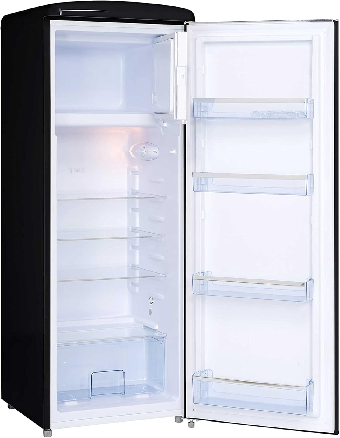 - Réfrigérateur Armoire Rétro RF218RNA++ - Réfrigérateur Congélateur 218L Dont Congélateur 23L - Dégivrage Automatique - Pose Libre - Style Vintage Années 50 - Noir