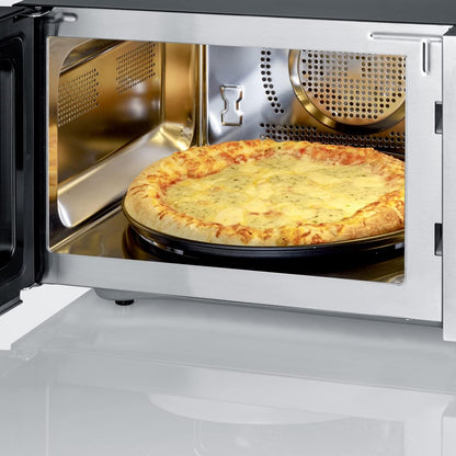 Micro-Ondes 4 En 1, 25 L, Double Gril, Mini Four Avec Fonction Pizza-Express, Micro-Ondes Avec Chaleur Tournante Jusqu'À 230 °C, Inox/Noir Mat, MW 7778