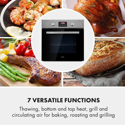 Kalahari Ignito Set - Four + Plaque De Cuisson Encastrables, Gaz & Électrique - Plaque Cuisson 4 Zones Vitrocéramique - Four :68 L/Classe A, 50-250 °C, Noir, Acier Inoxydable
