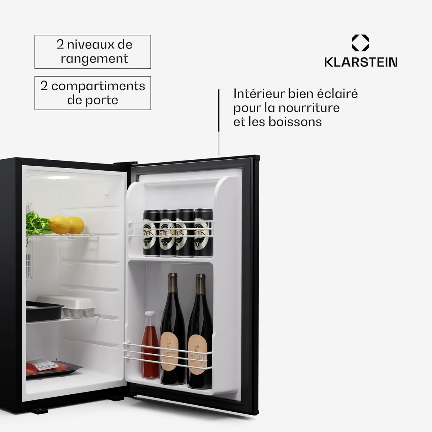Mini Frigo Et Congelateur De Chambre De 68L, Snacks, Boissons, Petit Frigo Top Silencieux, Mini Bar, Petit Réfrigérateur Camping, Mini Frigo Cosmetique, Refrigerateur Avec Étagères Réglables