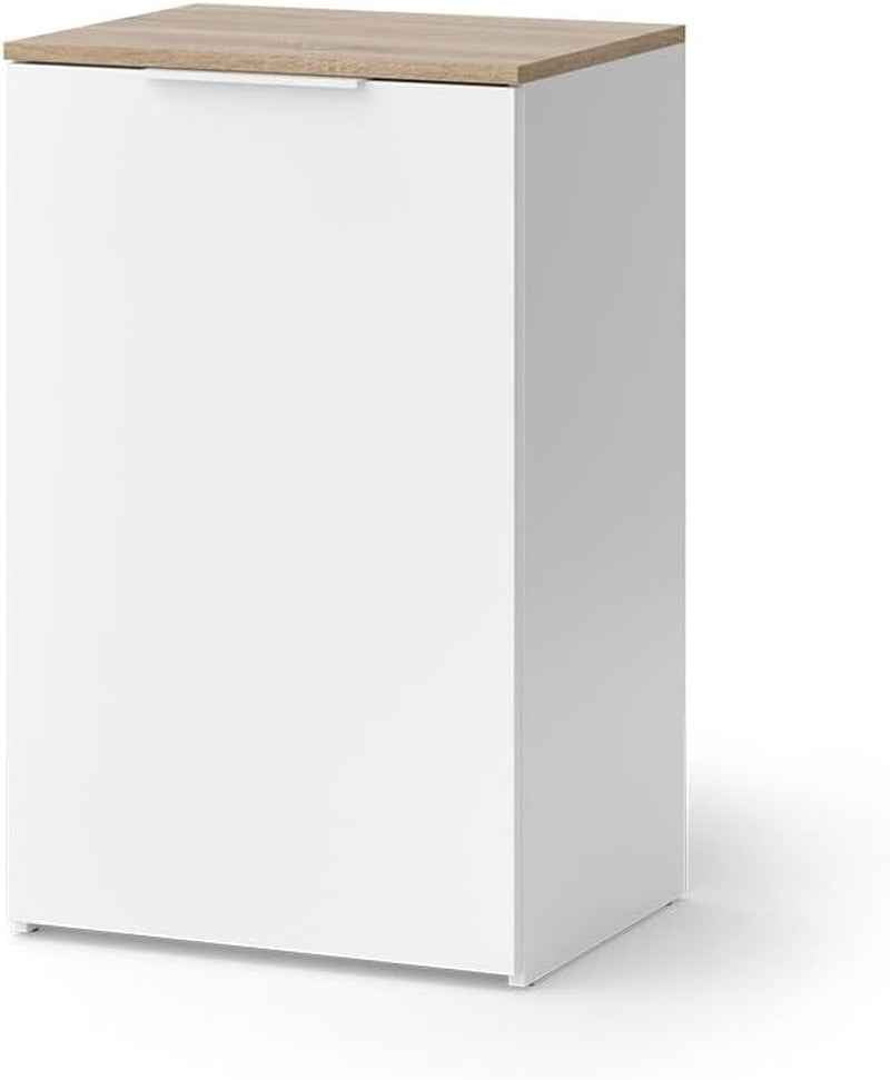 Commode Wido, Blanc, 50X80Cm | Avec Étagère, Pour Le Rangement Et L’Organisation Peu Encombrante