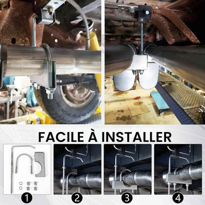 Collier D'Échappement En 2 Pièces, Acier Inoxydable Colliers En U Robustes Universel Avec Support Type Selle Ø 70 Mm / 2,75 Po Pour Tuyaux D'Échappement De Voitures Et Camions
