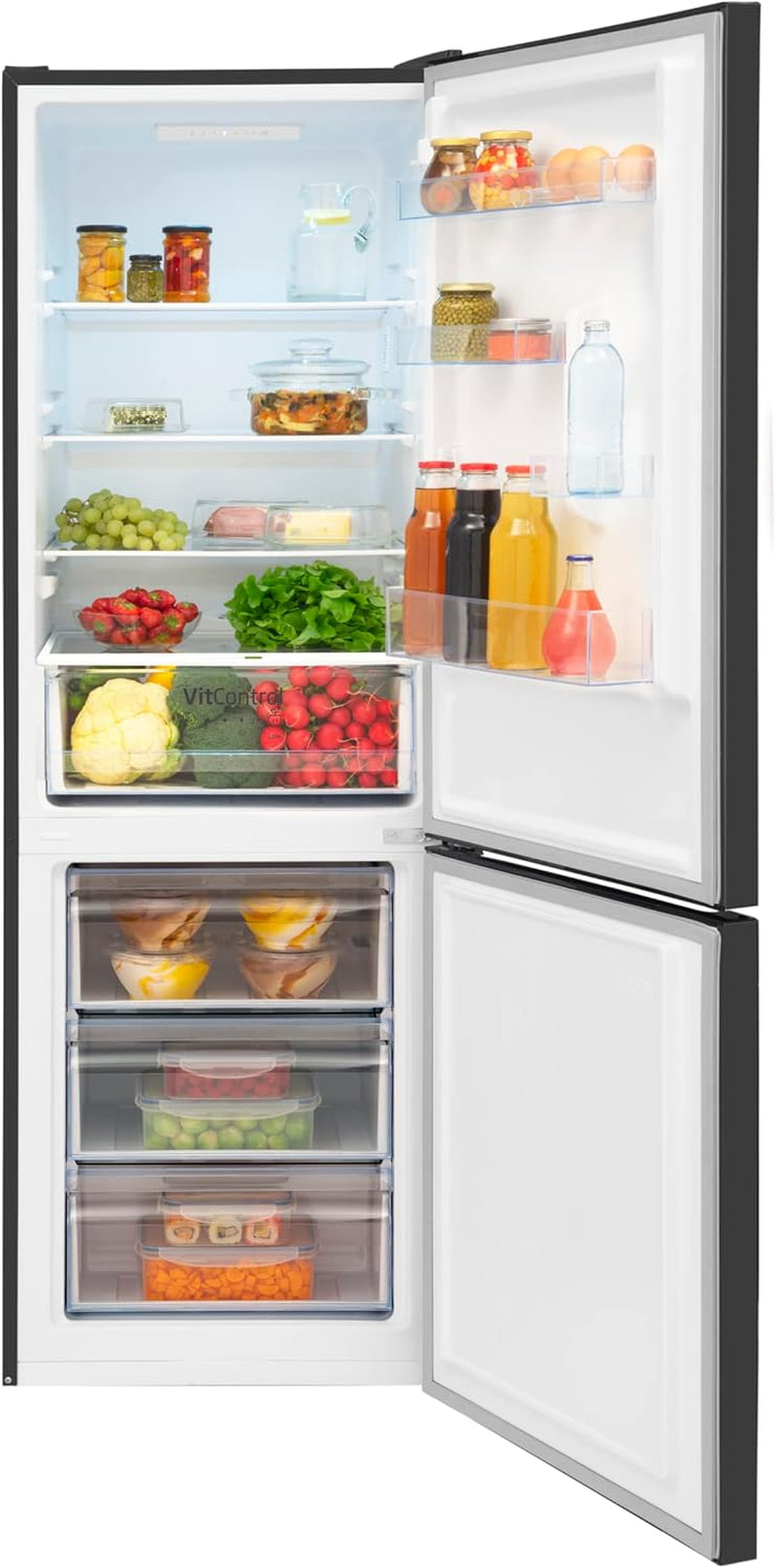 Amica KGCL 388 160 S Réfrigérateur/Congélateur/Noir/185,5 Cm (H) X 59,5 Cm (L) X 59,5 Cm (P) / Commande Électronique/Tiroir Vitcontrol/Capacité Utile 315 L/Contrôle Du Gel