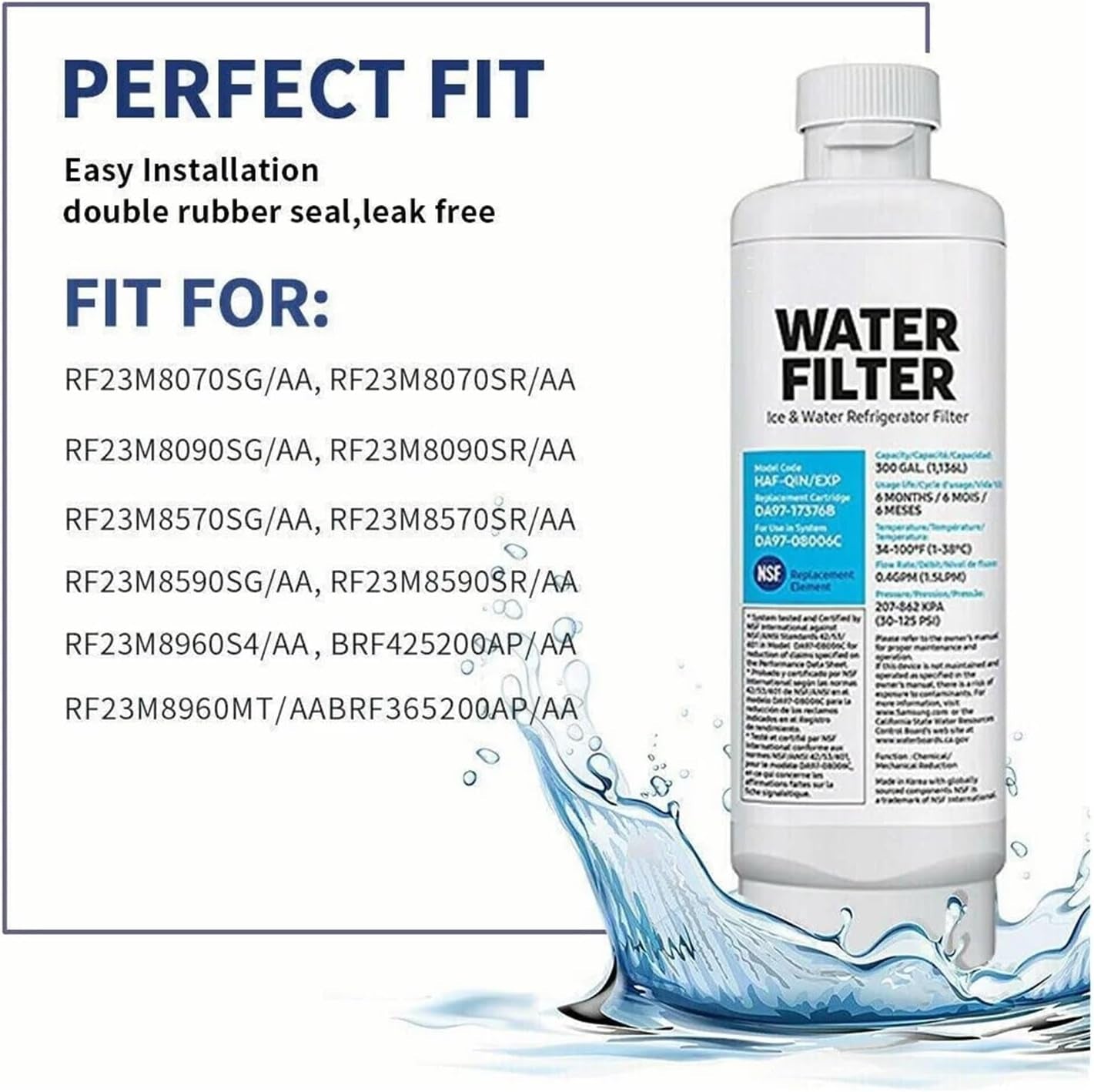 Ruute Filtre À Eau for Réfrigérateur DA97-17376B, Compatible Avec Samsung HAF-QIN/EXP, HAF-QIN, DA97-08006C, RF28R7351SG, RF23M8070SR,WS645A (Color : 2 Packs)
