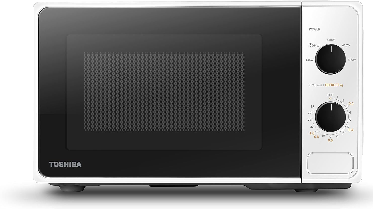Micro-Ondes 20 L MM2-MM20PF(WH), 800W, 5 Niveaux De Puissance, Minuterie De Cuisine, Ampoule LED, Plateau Tournant Amovible, Dégivrage Facile, Blanc