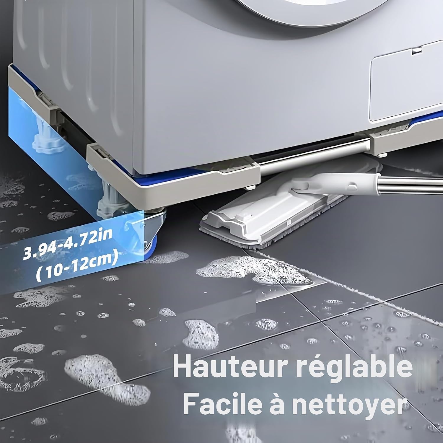 Support De Machine À Laver Réglable Et Mobile, Roue Télescopique, Frein, Plate-Forme Élévatrice Pour Équipement Lourd Tel Que Réfrigérateur Et Sèche-Linge