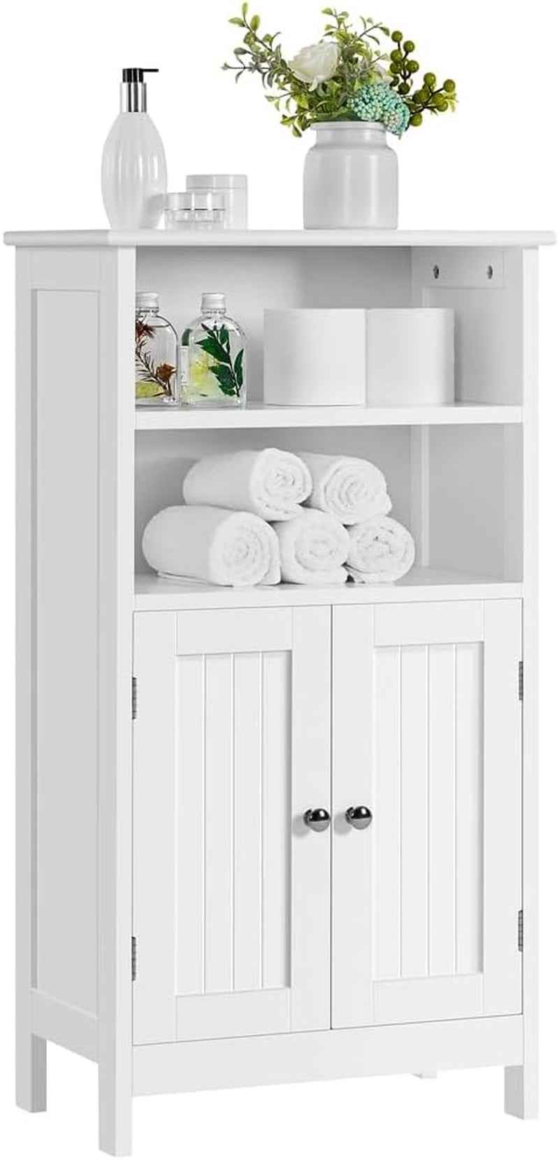 Meuble De Salle De Bain, Meuble De Rangement, 2 Étagères, Armoire Planche Réglable En Hauteur, Salon, Cuisine, Couloir, Profond 50 X 30 X 92,5 Cm Blanc