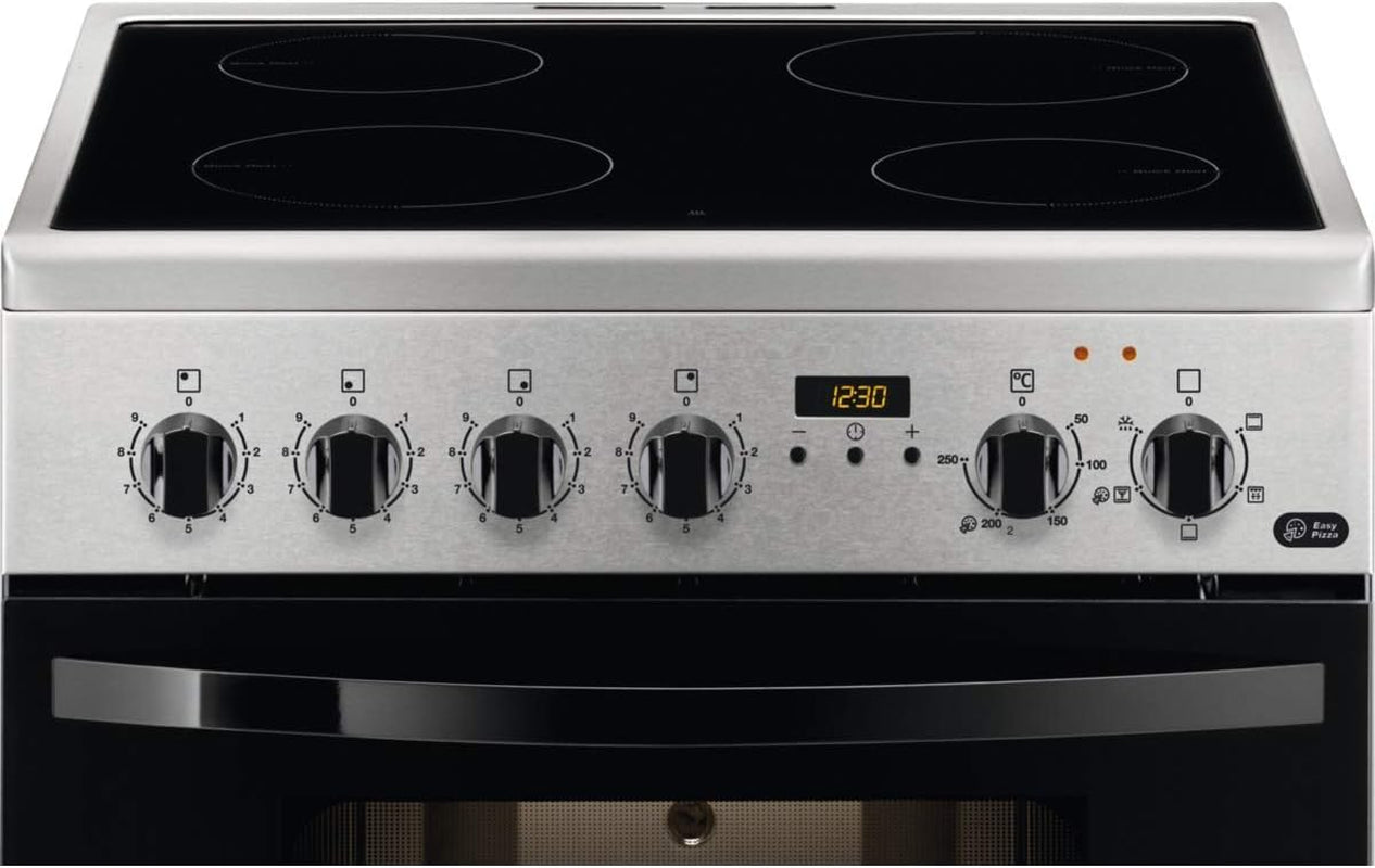 Zanussi ZCV65311XA Cuisine Indépendante 86 X 60 X 60 Cm Avec Plaque Vitrocéramique 4 Zones, Four Et Grill Électriques, Minuteur Électronique, Multifonctions 5 Programmes, Classe A-10%, Inox