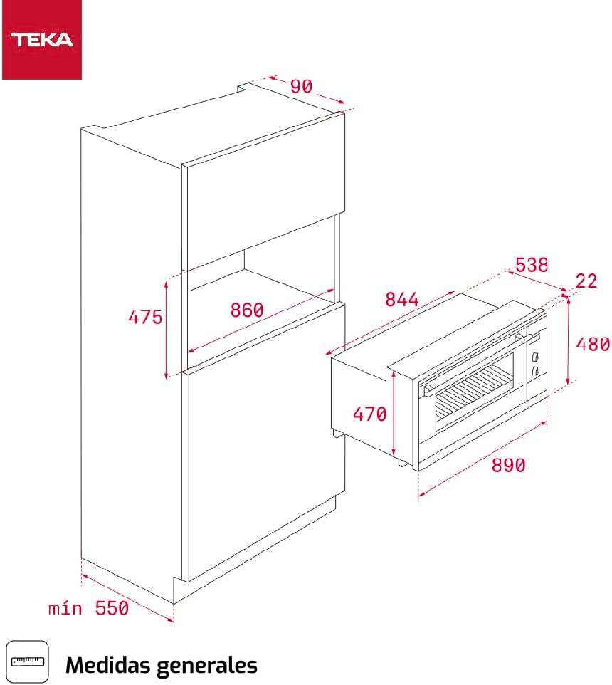 Teka HSF 900 Four Multifonction De 90 Cm, Système De Nettoyage Hydroclean ECO, 7 Fonctions De Cuisson, 5 Hauteurs De Cuisson, Porte 2 Verres, Couleur Acier Inoxydable