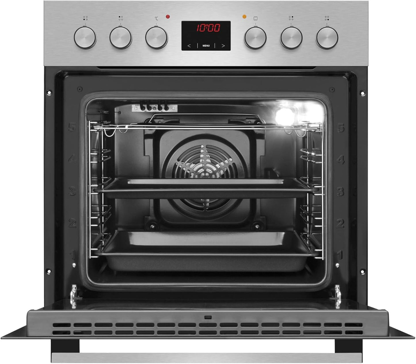 Amica ACHE 9335 E Cuisinière Avec Chaleur Tournante/Four Avec Plaque De Cuisson Et Cadre En Acier Inoxydable/Minuterie/Nettoyage À La Vapeur D'Eau