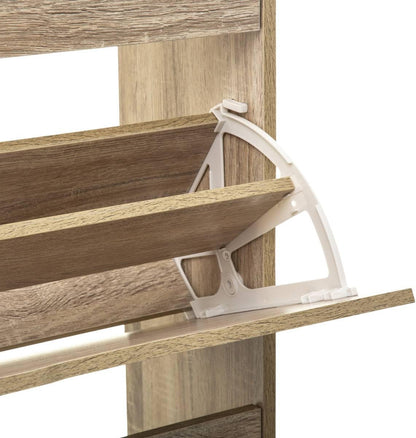 5Five - Meuble Range-Chaussures Drawy 3 Tiroirs Effet Chêne Naturel - 60 X 23 X 119 Cm, Capacité 18 Paires - Pour Entrée, Couloir, Rangement