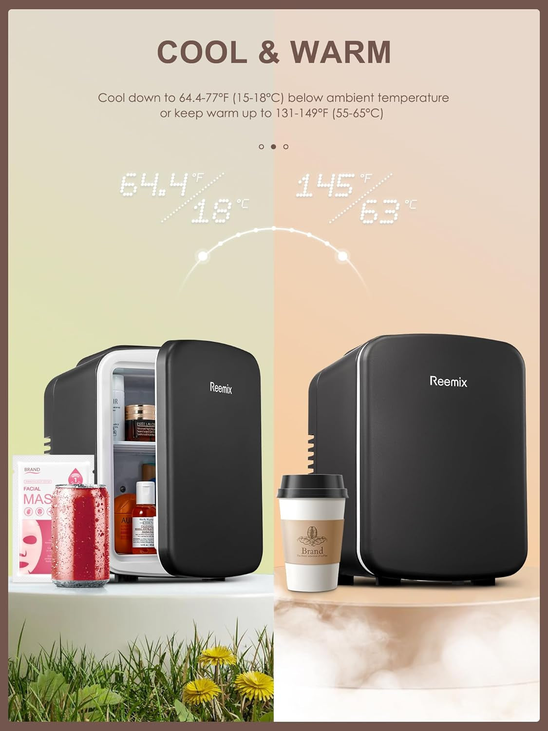 Mini Frigo De Chambre 4L/6 Canettes, Petit Frigo Portable 240V/12V, Mode Silencieux, Fonction Chaud Et Froid, Refrigerateur Petit, Frigo Bar (Noir)