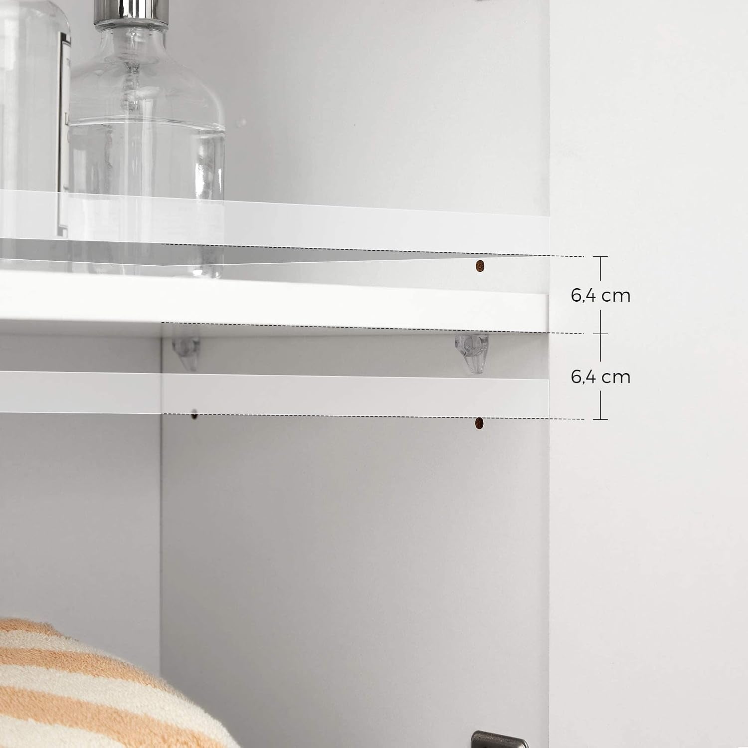 Meuble De Salle De Bain Sur Pied, Meuble De Rangement Avec Tiroir, Armoire À Double Porte, Étagère Réglable, Pour Entrée, Couloir, 60 X 30 X 80 Cm, Blanc BBK140W01