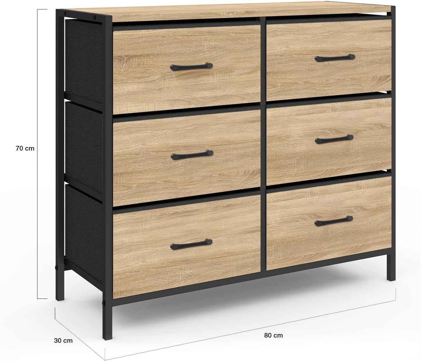- Commode 6 Tiroirs En Tissu Utah 80 Cm Meuble De Rangement Design Industriel